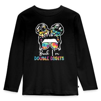 10ème Anniversaire Fille Idée Cadeau Double Chiffres - T-shirt manches longues Premium Enfant - noir - Devant - AI Model Kid Male (0cm)