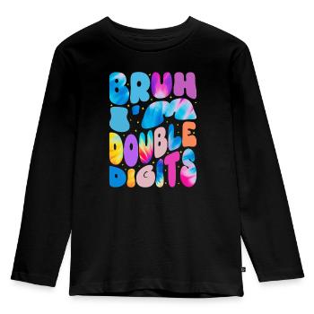10ème Anniversaire Fille Idée Cadeau Double Chiffres - T-shirt manches longues Premium Enfant - noir - Devant - AI Model Kid Male (0cm)