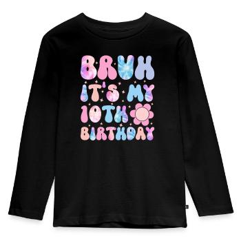 10ème Anniversaire Fille Idée Cadeau Dix Ans - T-shirt manches longues Premium Enfant - noir - Devant - AI Model Kid Male (0cm)