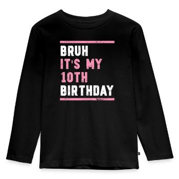 10ème Anniversaire Fille Idée Cadeau Dix Ans - T-shirt manches longues Premium Enfant - noir - Devant - AI Model Kid Male (0cm)