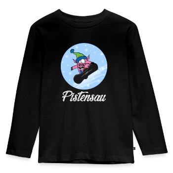 Pisten-Poops - Kinder Premium Bio Langarmshirt - Schwarz - Vorne - AI Model Kid Male (0cm)