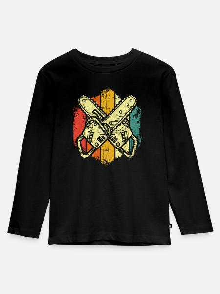 Motorsäge - Kinder Premium Bio Langarmshirt - Schwarz