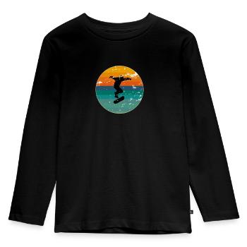 Skate, skaten, Skater, Skateboard - Kinder Premium Bio Langarmshirt - Schwarz - Vorne - AI Model Kid Male (0cm)