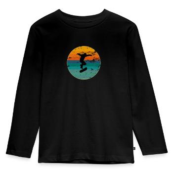 Skate, skaten, Skater, Skateboard - Kinder Premium Bio Langarmshirt - Schwarz - Vorne - AI Model Kid Male (0cm)