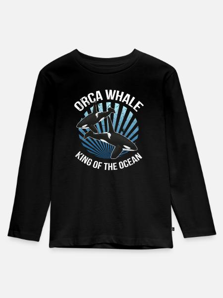 Orca - Kinder Premium Bio Langarmshirt - Schwarz