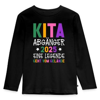Kita Abgänger 2025 Letzter Tag Im Kindergarten - Kinder Premium Bio Langarmshirt - Schwarz - Vorne - AI Model Kid Male (0cm)