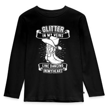 Line dance Tanzen Cowboystiefel Country Geschenk - Kinder Premium Bio Langarmshirt - Schwarz - Vorne - AI Model Kid Male (0cm)
