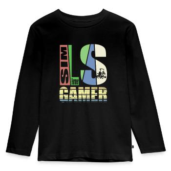 SimGamer - Kinder Premium Bio Langarmshirt - Schwarz - Vorne - AI Model Kid Male (0cm)