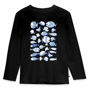 Naughty Fish, School of Fish, Sea, Vacation, Coolie - Kids' Premium Longsleeve Shirt - black - Front - AI Model Kid Male (0cm)