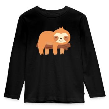 Paresseux fatigué - T-shirt manches longues Premium Enfant - noir - Devant - AI Model Kid Male (0cm)
