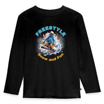 Freestyle Snow und Fun - Extremsport Ski Geschenk - Kinder Premium Bio Langarmshirt - Schwarz - Vorne - AI Model Kid Male (0cm)