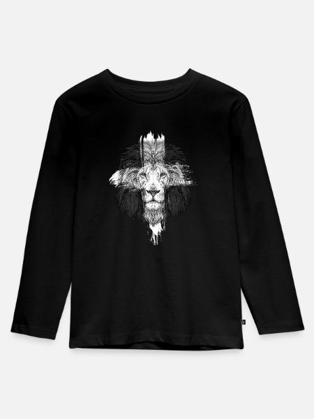 Jesus Kreuz Gott Kirche Christliche Löwe - Kinder Premium Bio Langarmshirt - Schwarz