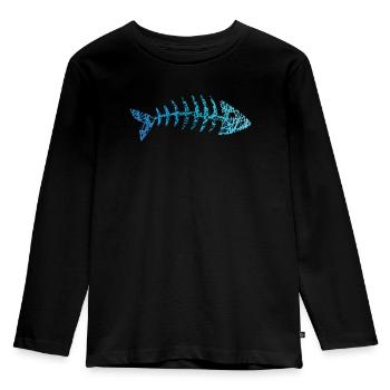 Fish Bones Fish Skeleton Herringbones Scribble - Kids' Premium Longsleeve Shirt - black - Front - AI Model Kid Male (0cm)