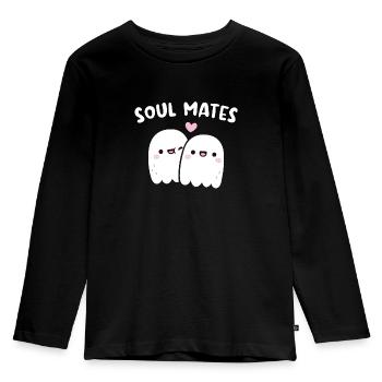 Cute Ghosts Soul Mates Pun - Kids' Premium Longsleeve Shirt - black - Front - AI Model Kid Male (0cm)