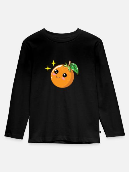 Mandarine Orange - Kinder Premium Bio Langarmshirt - Schwarz