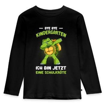 Bye Bye Kindergarten ich bin jetzt eine Schulkröte - Kinder Premium Bio Langarmshirt - Schwarz - Vorne - AI Model Kid Male (0cm)