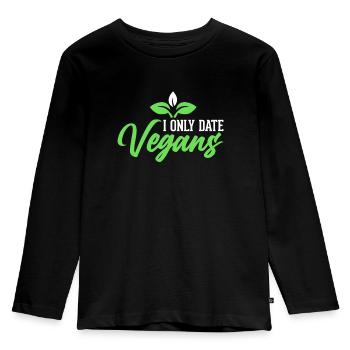 Je ne sors qu’avec des végétaliens - végétaliens - T-shirt manches longues Premium Enfant - noir - Devant - AI Model Kid Male (0cm)