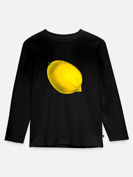 Zitrone - Kinder Premium Bio Langarmshirt - Schwarz