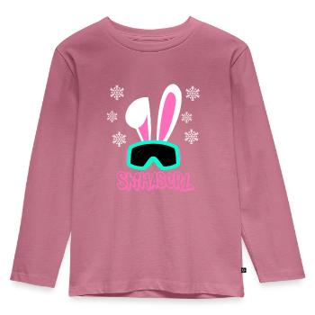 Skihaserl - Kinder Premium Bio Langarmshirt - Mauve - Vorne - AI Model Kid Female (0cm)