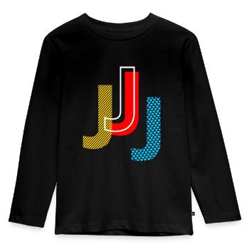 j - Kinder Premium Bio Langarmshirt - Schwarz - Vorne - AI Model Kid Male (0cm)