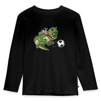 Dino football dinosaureS T-Rex footballeur - T-shirt manches longues Premium Enfant - noir - Devant - AI Model Kid Male (0cm)