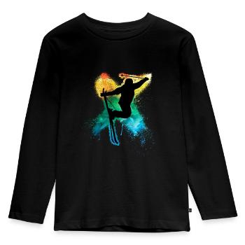 Freeski extrême freestyle trick arc-en-ciel - T-shirt manches longues Premium Enfant - noir - Devant - AI Model Kid Male (0cm)