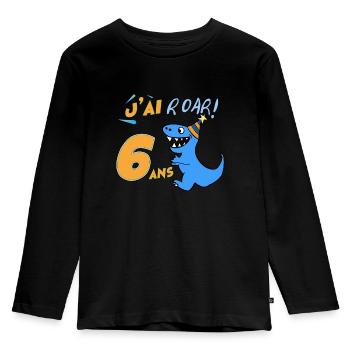 Anniversaire Garçon Six ans Dinosaure J'ai 6 Ans - T-shirt manches longues Premium Enfant - noir - Devant - AI Model Kid Male (0cm)