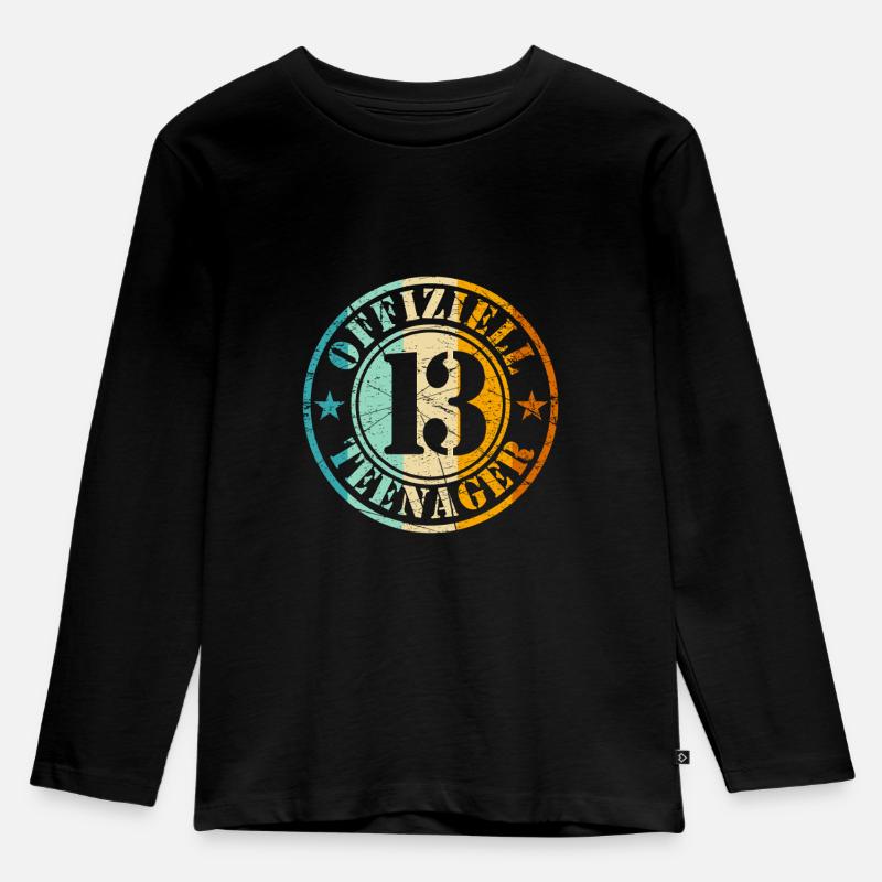 13. Geburtstag Junge - Kinder Premium Bio Langarmshirt - Schwarz