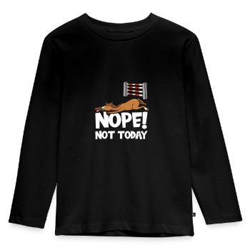 Springpferd ruht sich vor dem Sprung aus - Kinder Premium Bio Langarmshirt - Schwarz - Vorne - AI Model Kid Male (0cm)