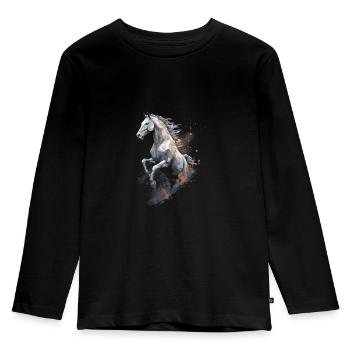 Cheval saut Polygone dans la poussière - T-shirt manches longues Premium Enfant - noir - Devant - AI Model Kid Male (0cm)
