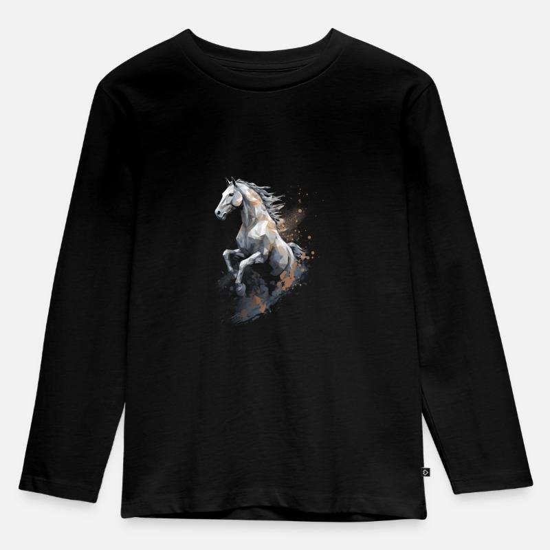 Springpferd Polygon im Staub - Kinder Premium Bio Langarmshirt - Schwarz