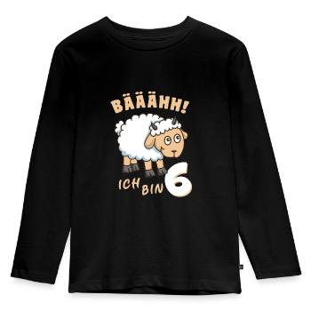 Ich bin 6 - Schaf Schäfchen 6. Geburtstag 6 Jahre - Kinder Premium Bio Langarmshirt - Schwarz - Vorne - AI Model Kid Male (0cm)