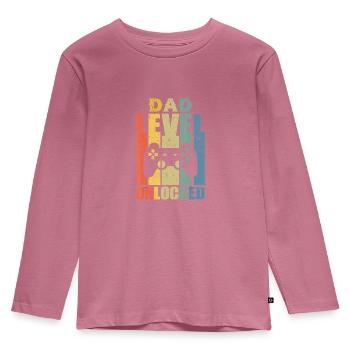 Mens Pregnancy Announcement Dad Level freigeschaltet - Kinder Premium Bio Langarmshirt - Mauve - Vorne - AI Model Kid Female (0cm)