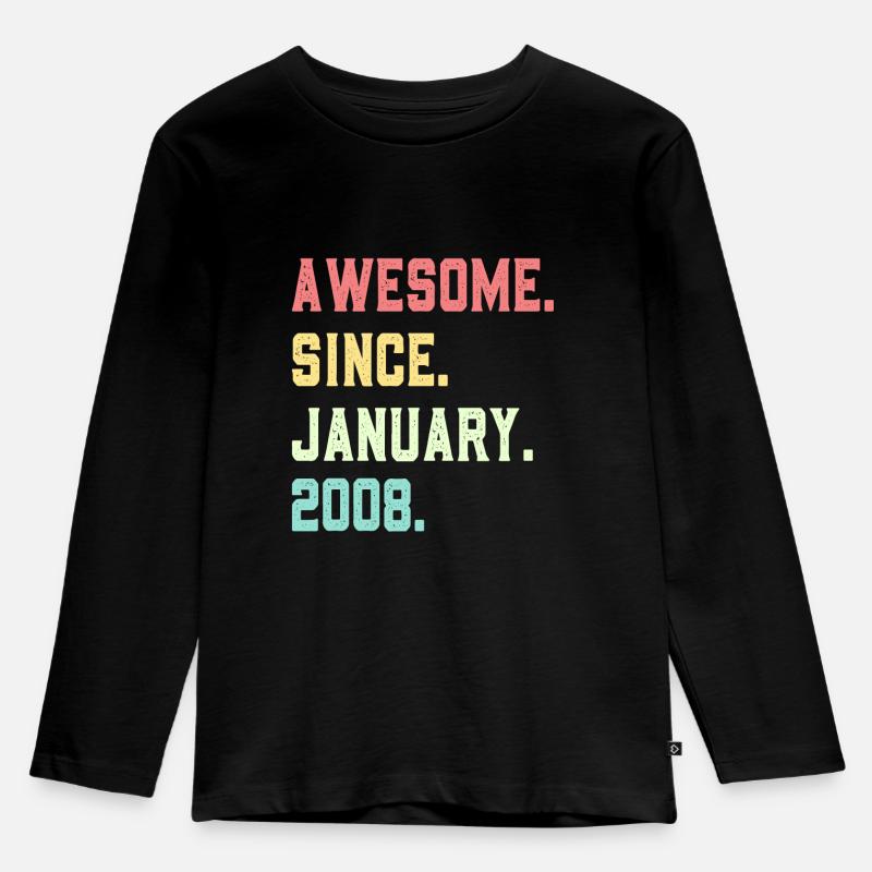 Großartig seit Januar 2008 - Kinder Premium Bio Langarmshirt - Schwarz