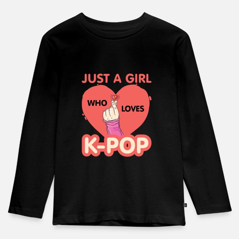 K-Pop - Kinder Premium Bio Langarmshirt - Schwarz