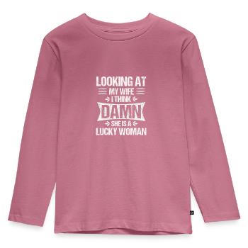 Wenn Sie Ihre Frau verdammt ansehen, ist sie ein glücklicher Ehemann - Kinder Premium Bio Langarmshirt - Mauve - Vorne - AI Model Kid Female (0cm)