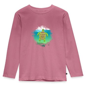 Sea Turtle Conservation Geschenk Überspringen Sie einen Strohhalm Save a - Kinder Premium Bio Langarmshirt - Mauve - Vorne - AI Model Kid Female (0cm)