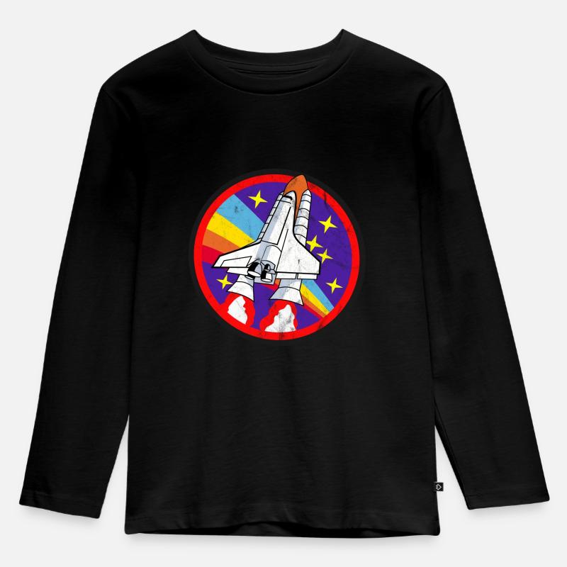 Rakete | Weltraum | Used look | Geschenkidee - Kinder Premium Bio Langarmshirt - Schwarz