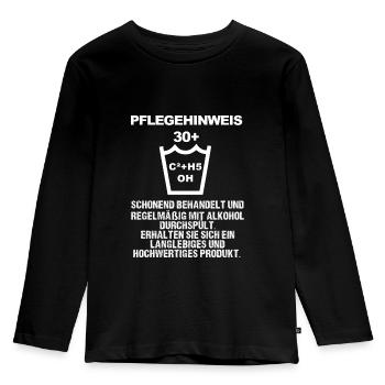 Pflegehinweis ab 30 - Kinder Premium Bio Langarmshirt - Schwarz - Vorne - AI Model Kid Male (0cm)