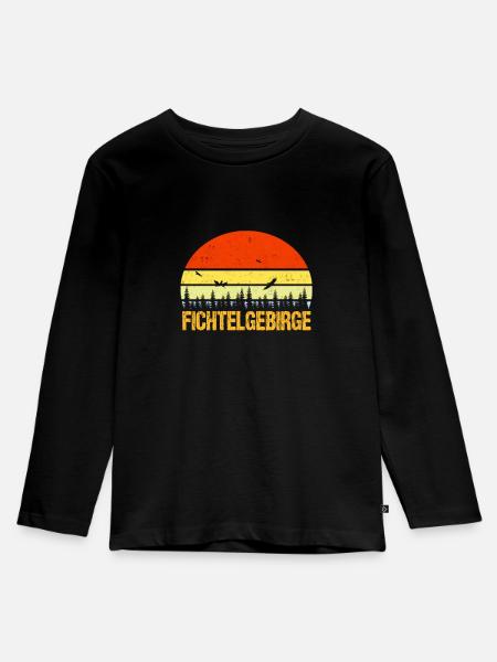 Fichtelgebirge - Kinder Premium Bio Langarmshirt - Schwarz