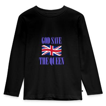 God save the Queen - Kinder Premium Bio Langarmshirt - Schwarz - Vorne - AI Model Kid Male (0cm)