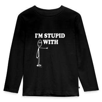 Im stupid with - Kids' Premium Longsleeve Shirt - black - Front - AI Model Kid Male (0cm)