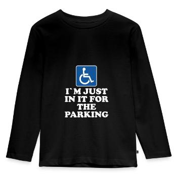 im just in it for the parking - Kinder Premium Bio Langarmshirt - Schwarz - Vorne - AI Model Kid Male (0cm)