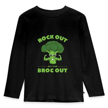 Rock Out With Your Broc Out Broccoli Fitness - Kids' Premium Longsleeve Shirt - black - Front - AI Model Kid Male (0cm)