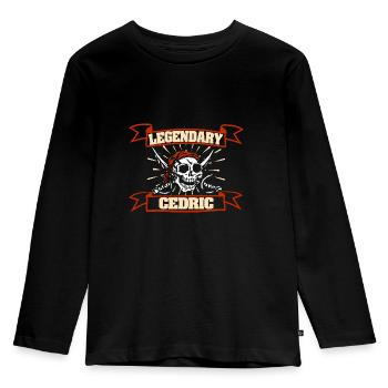 Vorname Cedric - Kinder Premium Bio Langarmshirt - Schwarz - Vorne - AI Model Kid Male (0cm)