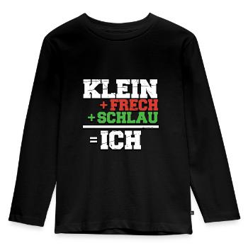 Klein + frech + schlau = Ich lustiges Kids Design - Kinder Premium Bio Langarmshirt - Schwarz - Vorne - AI Model Kid Male (0cm)