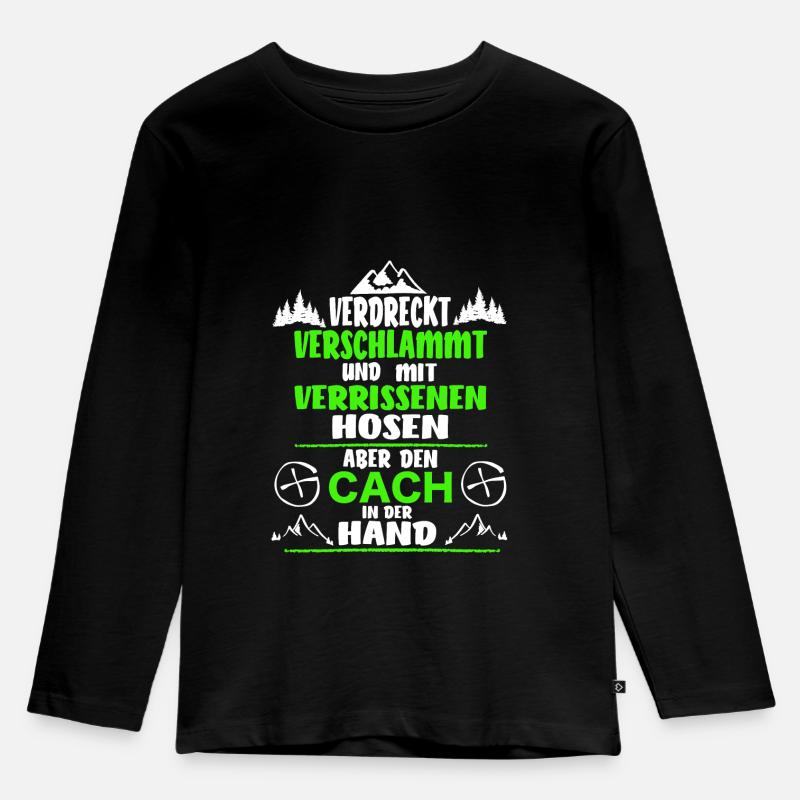 Geocacher Geocaching Cache Geschenk - Kinder Premium Bio Langarmshirt - Schwarz