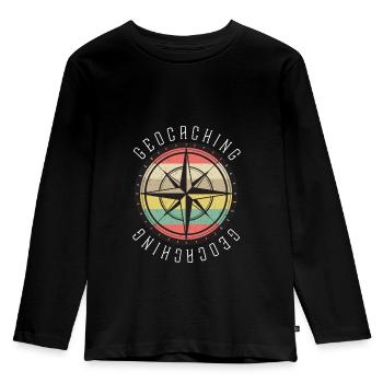 Geocacher Geocaching Cache gift - Kids' Premium Longsleeve Shirt - black - Front - AI Model Kid Male (0cm)