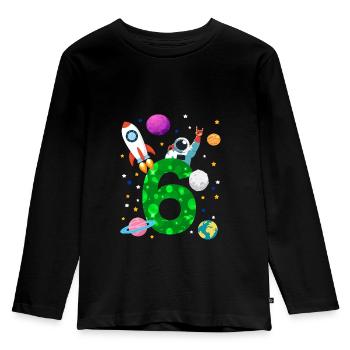 6e anniversaire, anniversaire pour enfants, cadeau - T-shirt manches longues Premium Enfant - noir - Devant - AI Model Kid Male (0cm)
