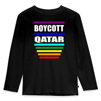 Boycott Qatar Sayings - Kids' Premium Longsleeve Shirt - black - Front - AI Model Kid Male (0cm)